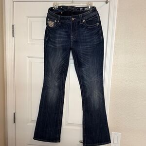 Miss Me new Dark Blue Jeans,  size 32, perfect embellishments